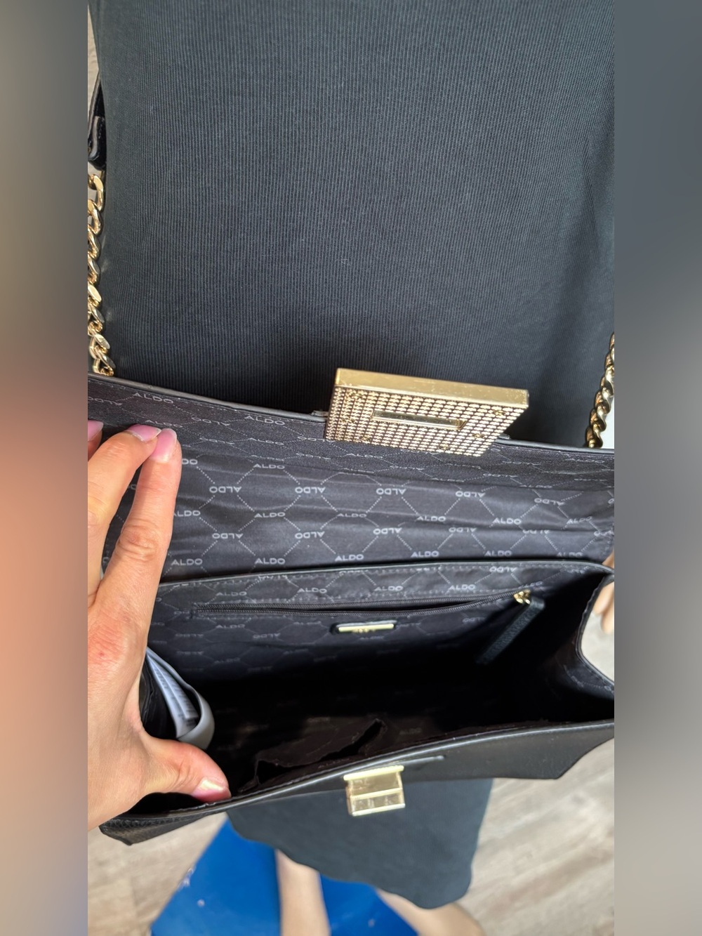 Aldo Black Crossbody Bag with Gold Hardware - Picture 3 of 13